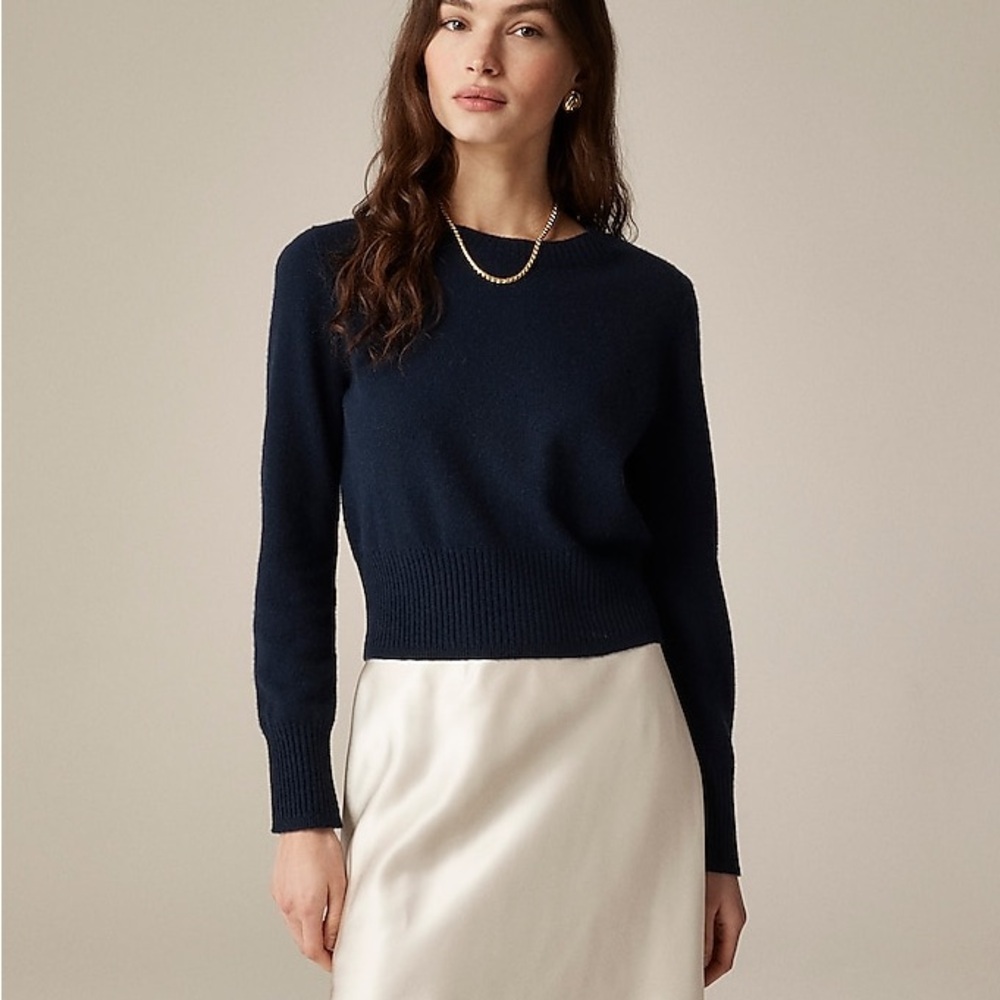 J. Crew Cashmere cropped Navy Sweater